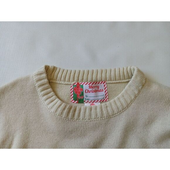 Women's Beige Tight Knit Falalallama Llama Ugly Christmas Sweater Size Medium - Picture 9 of 12